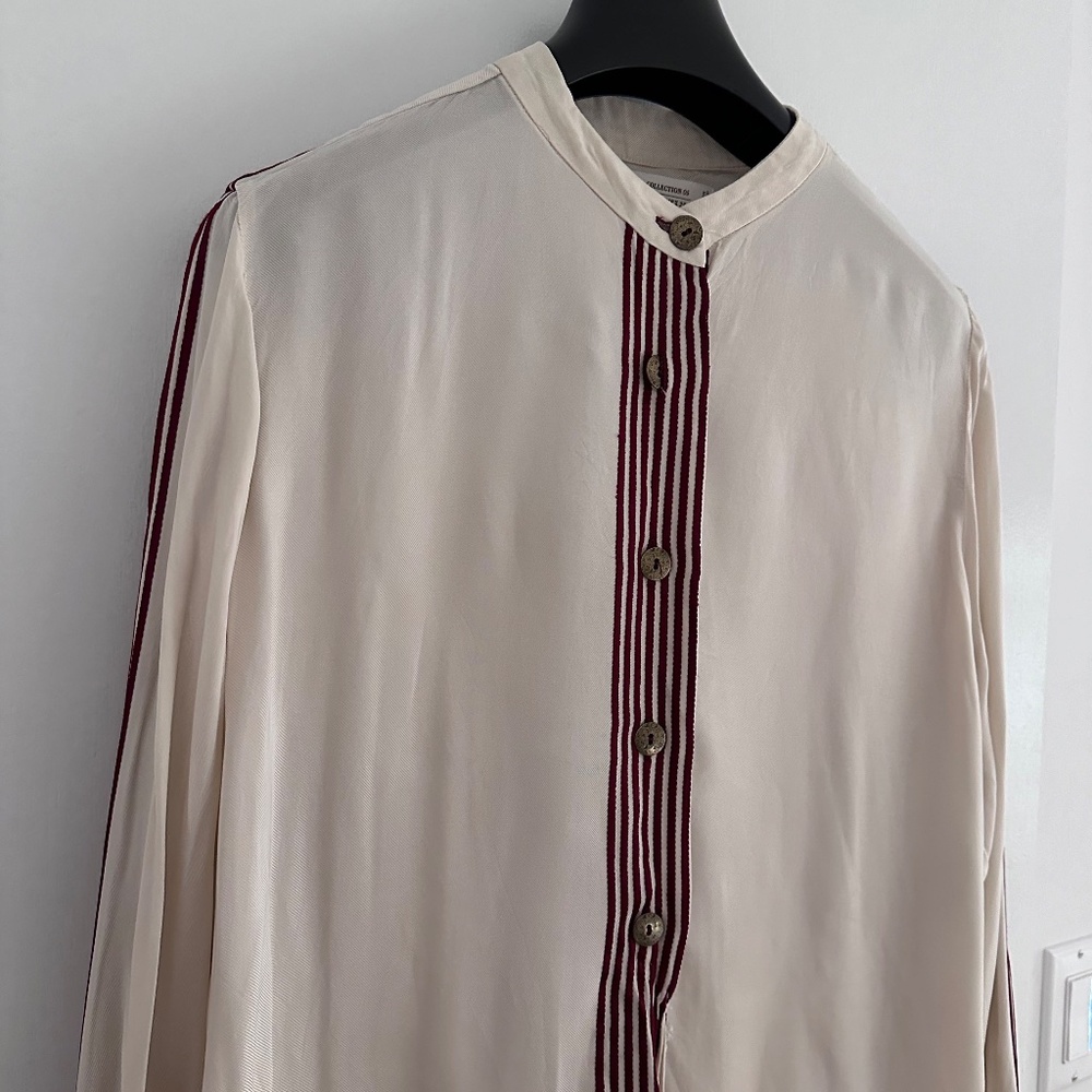 COPY - ZARA White Mandarin Collar Long Sleeve Shirt Size M